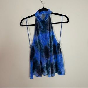 Free People Blue Ombre Tie Dye Velvet Tank NWOT